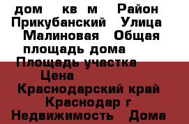 дом 85 кв. м  › Район ­ Прикубанский › Улица ­ Малиновая › Общая площадь дома ­ 85 › Площадь участка ­ 5 › Цена ­ 2 300 000 - Краснодарский край, Краснодар г. Недвижимость » Дома, коттеджи, дачи продажа   . Краснодарский край,Краснодар г.